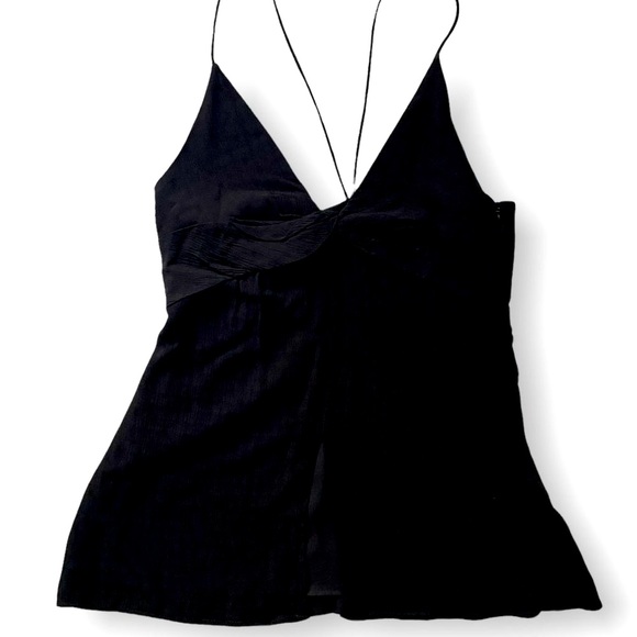 Zara Tops - Zara Black Linen Ruffle Textured Sweetheart Neckline Tank Top, XS (NWOT)